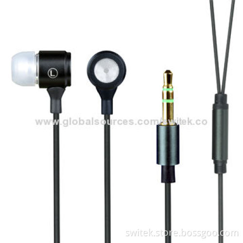 Noise-cancelling Metal In-ear Earphones for iPhone and Mobile Phones with 3.5mm Plug
